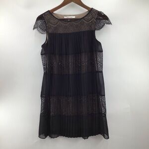 Max & Cleo Black Lace Pleaded Mini Dress